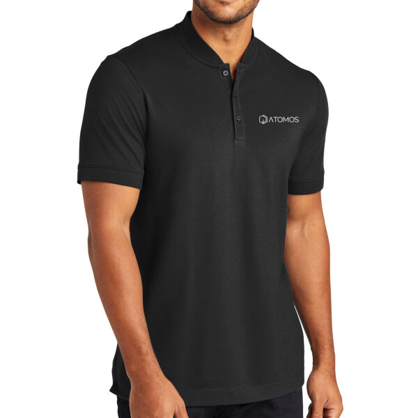 Embroidered Atomos - Stretch Pique Henley Thumbnail