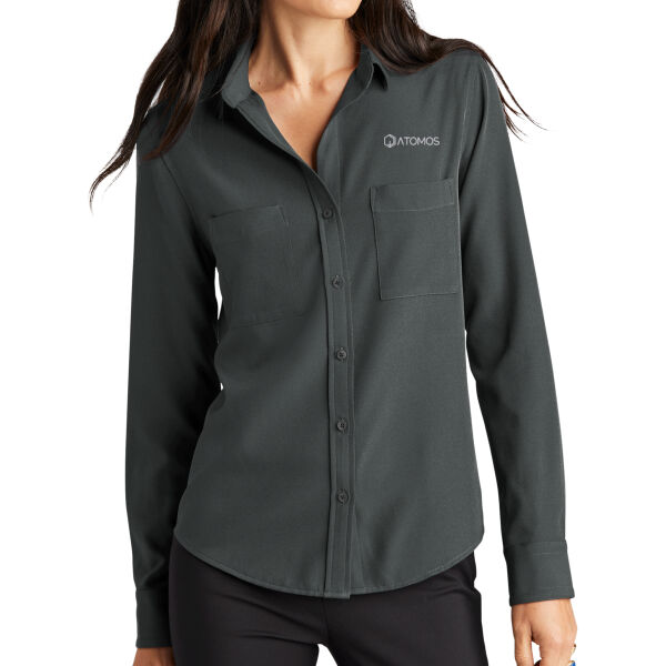 Embroidered Atomos - Women's Stretch Crepe Long Sleeve Camp Thumbnail