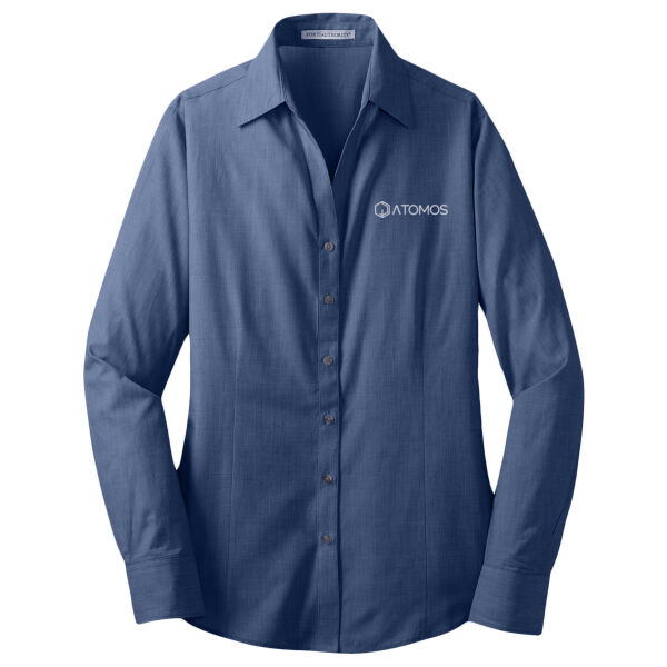 Embroidered Atomos - Ladies Crosshatch Easy Care Shirt Thumbnail