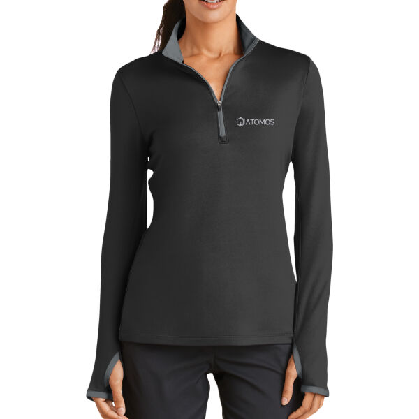 Embroidered Atomos - Ladies Dri FIT Stretch 1/2 Zip Cover Up Thumbnail