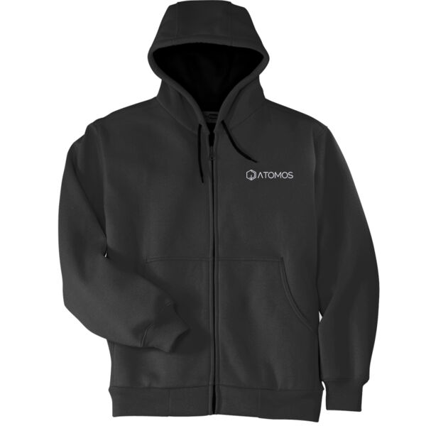 Embroidered Atomos - Heavyweight Full Zip Hooded Sweatshirt with Thermal Lining Thumbnail