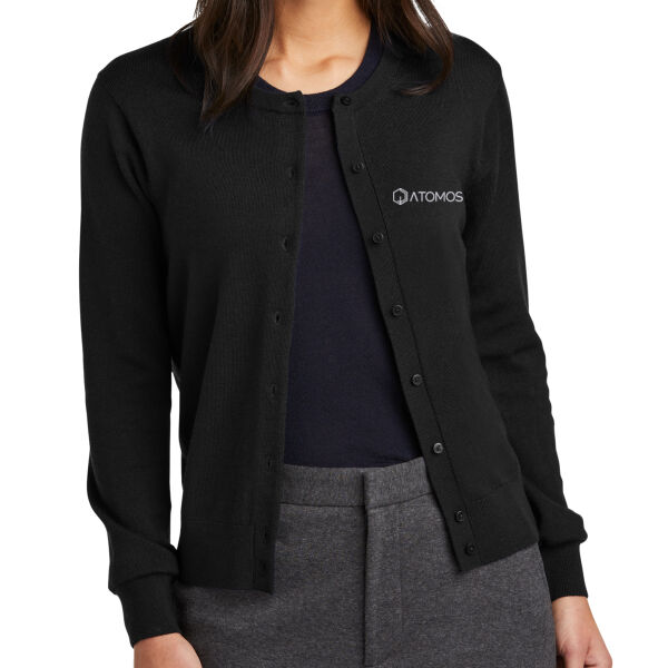 Embroidered Atomos - Women's Washable Merino Cardigan Sweater Thumbnail